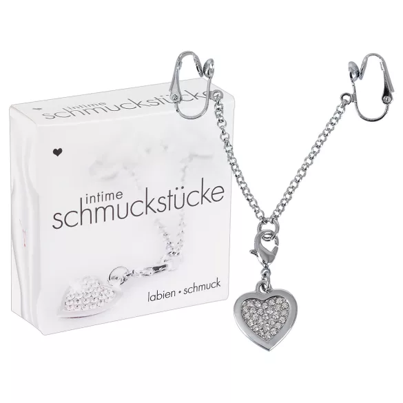 Intim ékszer - gioiello intimo a forma di cuore con strass - argento