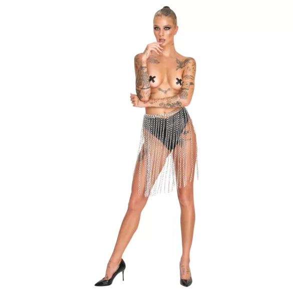 Bad Kitty - collare e cintura a maglie (argento)