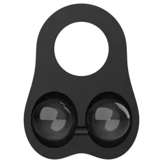   Pulselock Taur - anello in silicone per pene e testicoli con sfere appesantite (nero)