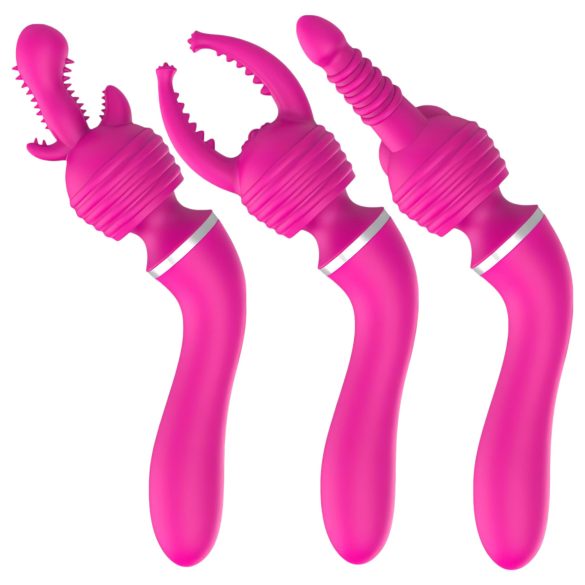 Lonely 2in1 - vibratore punto G e massaggiatore - 3 testine - silicone rosa