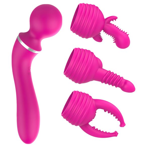 Lonely 2in1 - vibratore punto G e massaggiatore - 3 testine - silicone rosa