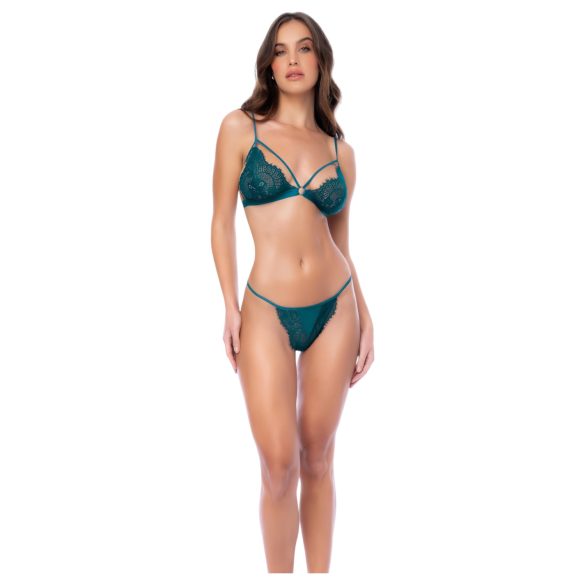 Mapalé - Set verde floreale: reggiseno e slip con cinturini