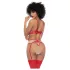 Mapalé - Set reggiseno a 3 pezzi con ritagli (rosso-naturale) - (S/M)