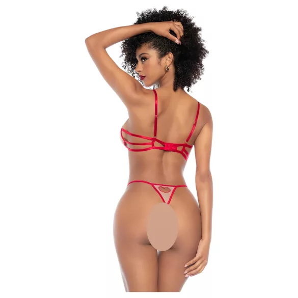 Mapalé - Set reggiseno a 3 pezzi con ritagli (rosso-naturale) - (S/M)
