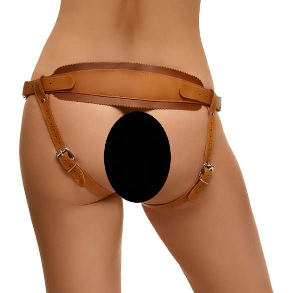 ZADO - slip in pelle per strap-on - marrone