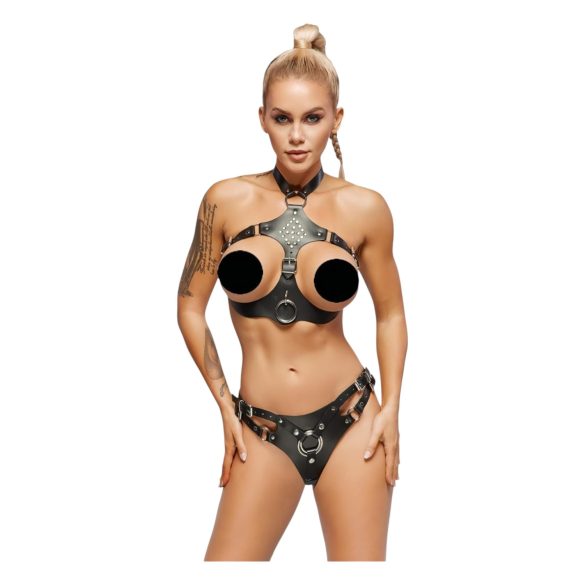 ZADO - Set in pelle con slip strap-on (nero) - L/XL