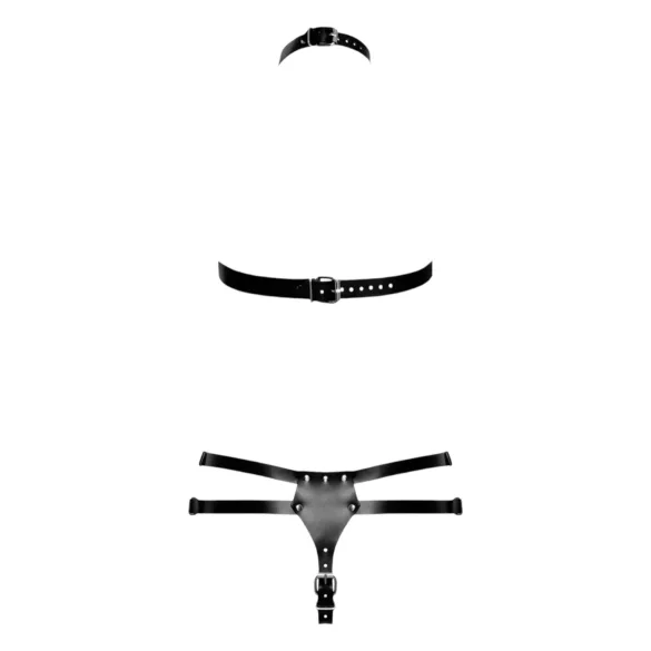 ZADO - set in pelle con slip strap-on (nero) - L/XL