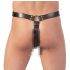 ZADO - tanga in pelle con dildo e 3 anelli fallici - L/XL