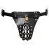 ZADO - perizoma in pelle tipo cintura di castità con 2 lucchetti - nero (S-2XL)