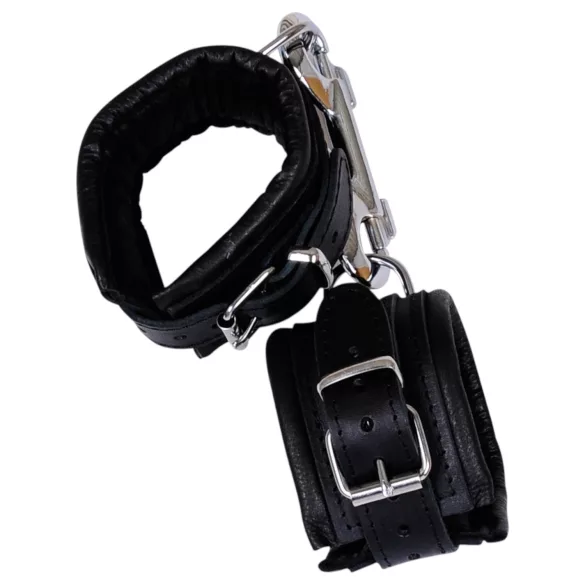 ZADO - manette polso in pelle con moschettone - nero