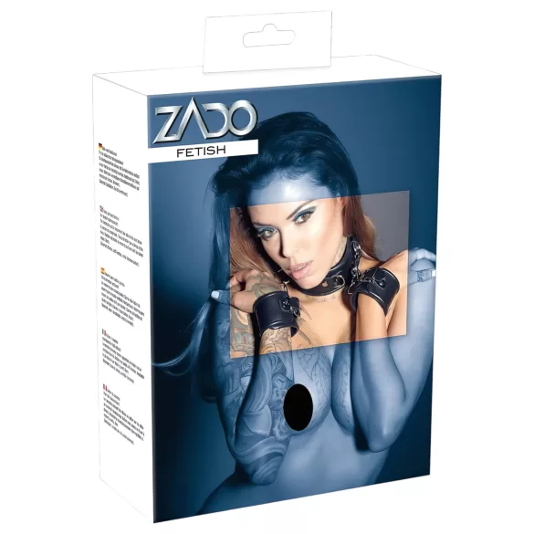 ZADO - collare in pelle con manette - nero