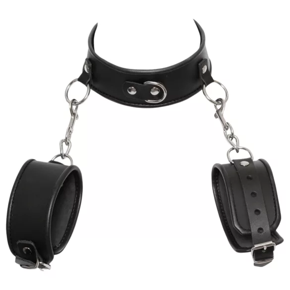 ZADO - collare in pelle con manette - nero