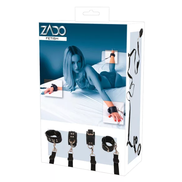 ZADO - set restrizioni letto in pelle nera