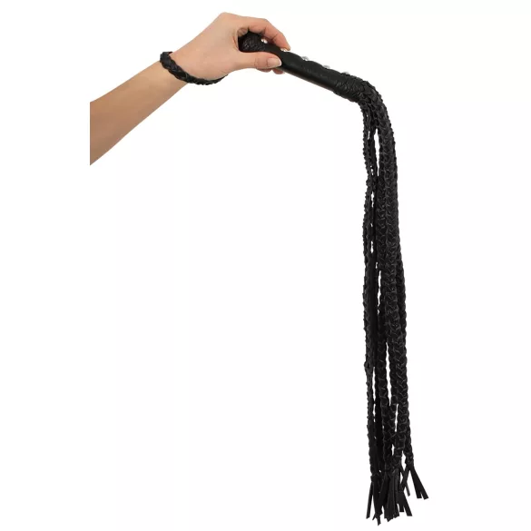 ZADO - Frusta intrecciata in pelle a 9 fili (nero)