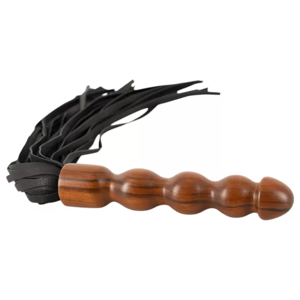 ZADO - frusta in pelle con manico dildo in legno - nero marrone