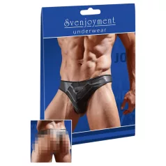 tanga uomo lucido - inserto trasparente - nero