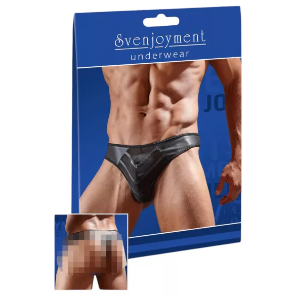 tanga uomo lucido - inserto trasparente - nero