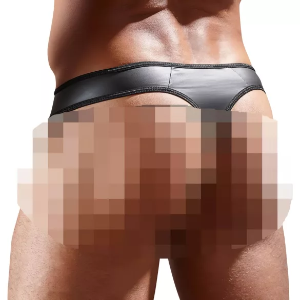 tanga uomo lucido - inserto trasparente - nero