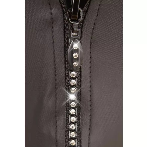 Svenjoyment - tanga uomo lucido con strass e zip - nero - M