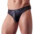 Svenjoyment - tanga uomo lucido con strass e zip - nero - XL