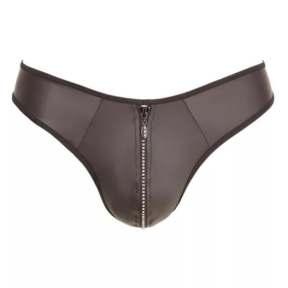 Svenjoyment - tanga uomo lucido con strass e zip - nero - 2XL