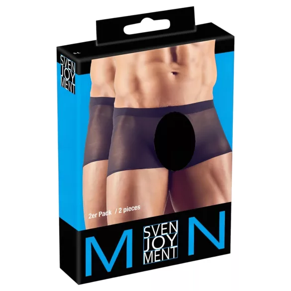 Svenjoyment - Set di boxer trasparenti neri a 2 pezzi (S-L)