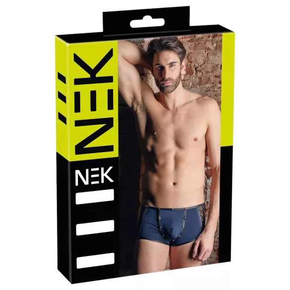NEK - boxer uomo trasparente con lacci - inserto rete nera - blu