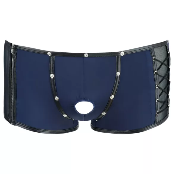 NEK - boxer uomo trasparente con lacci - inserto rete nera - blu