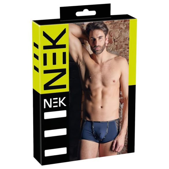 NEK - boxer uomo trasparente con lacci - inserto rete nera - blu - M