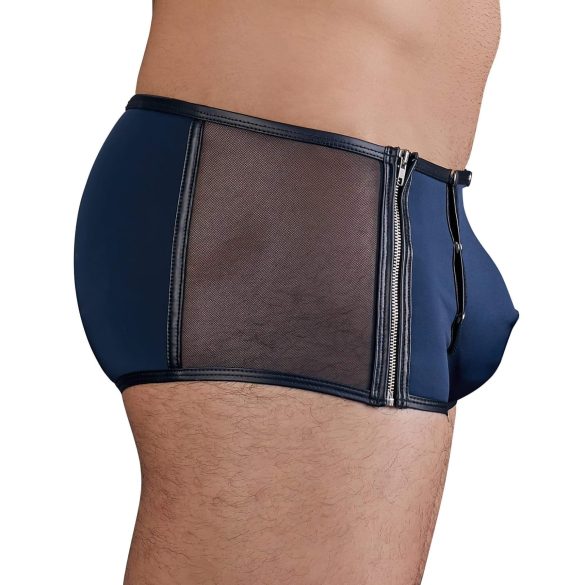 NEK - boxer uomo trasparente con lacci - inserto rete nera - blu - M