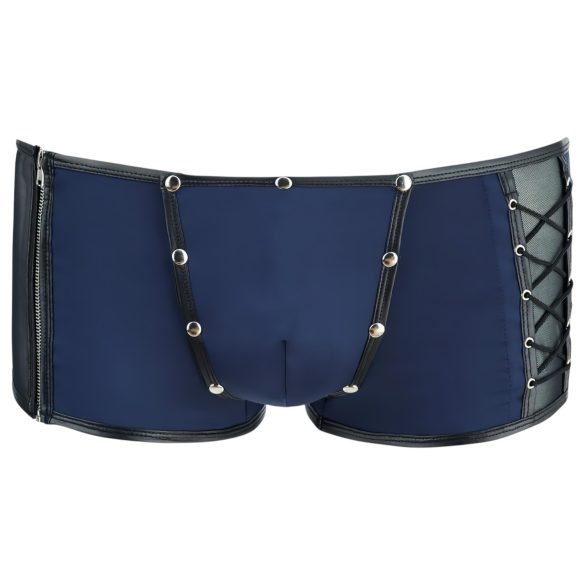 NEK - boxer uomo trasparente con lacci - inserto rete nera - blu - M