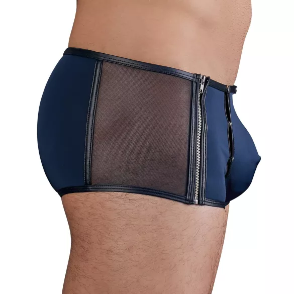 NEK - boxer uomo trasparente con lacci - inserto rete nera - blu - L