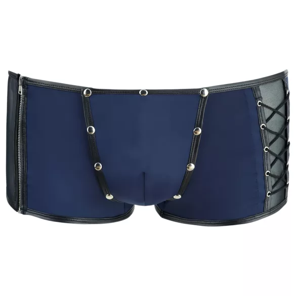 NEK - boxer uomo trasparente con lacci - inserto rete nera - blu - L