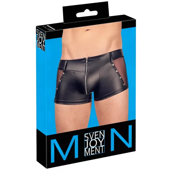 Svenjoyment - boxer da uomo lucido con cerniera (nero) - L