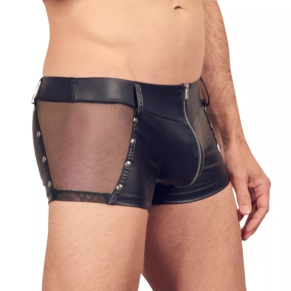 Svenjoyment - boxer da uomo lucido con cerniera (nero) - XL