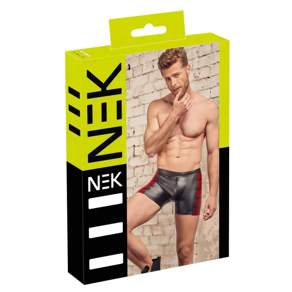 NEK - boxer uomo con inserti laterali rossi e zip - nero - M