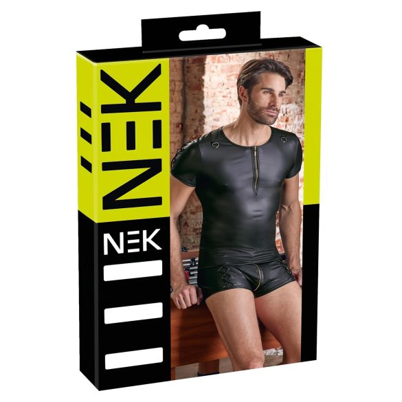 NEK - Top maschile maniche corte nero effetto opaco - M