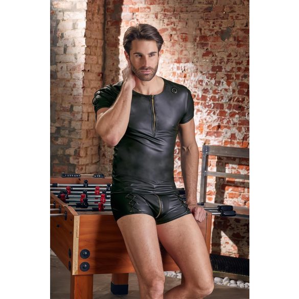 NEK - Top maschile maniche corte nero effetto opaco - M