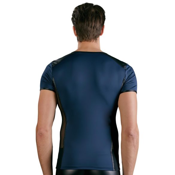NEK - maglia uomo trasparente con lacci e inserti rete - nero/blu