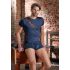 NEK - maglia uomo blu con lacci e dettagli a rete nera - L