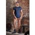 NEK - maglia uomo blu con lacci e dettagli a rete nera - L