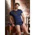 NEK - maglia uomo blu con lacci e dettagli a rete nera - L