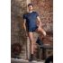 NEK - maglia uomo blu con lacci e dettagli a rete nera - L