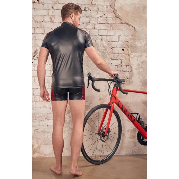 NEK - felpa uomo con zip e inserti rossi - nero