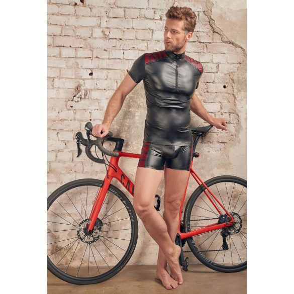 NEK - felpa uomo con zip e inserti rossi - nero - M