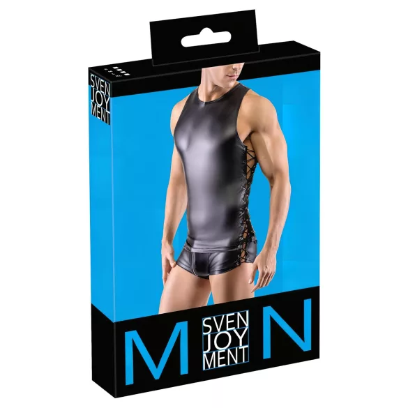 Svenjoyment - maglia opaca nera da uomo con stringatura laterale