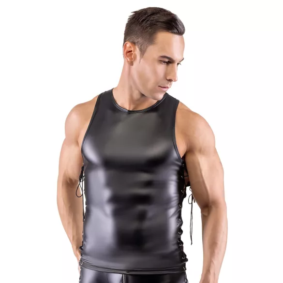 Svenjoyment - maglia opaca nera da uomo con stringatura laterale