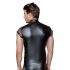 Maglia da uomo nera con inserti a rete e borchie - M
