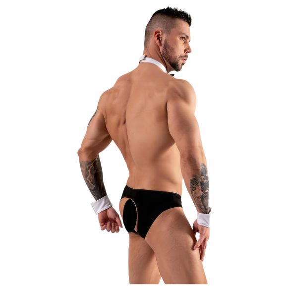 Svenjoyment - tanga da cameriere uomo - set costume nero bianco - M