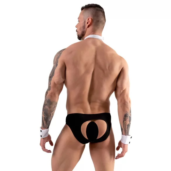 Svenjoyment - tanga da cameriere uomo - set costume nero bianco - XL